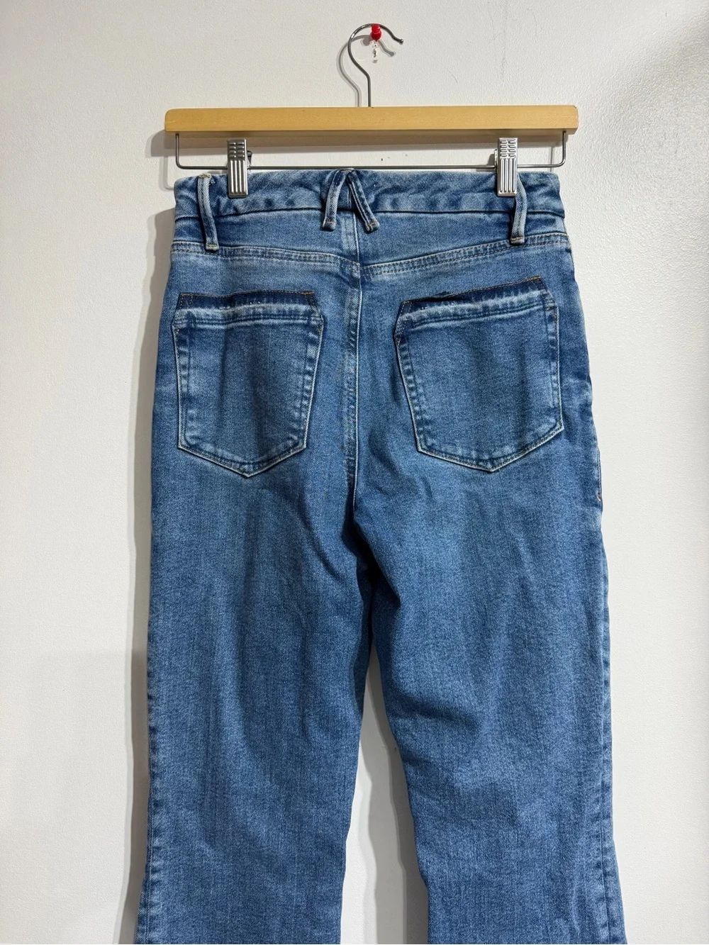 Good American Good Classic Bootcut Raw Hem Blue Jeans Size 2 / 26